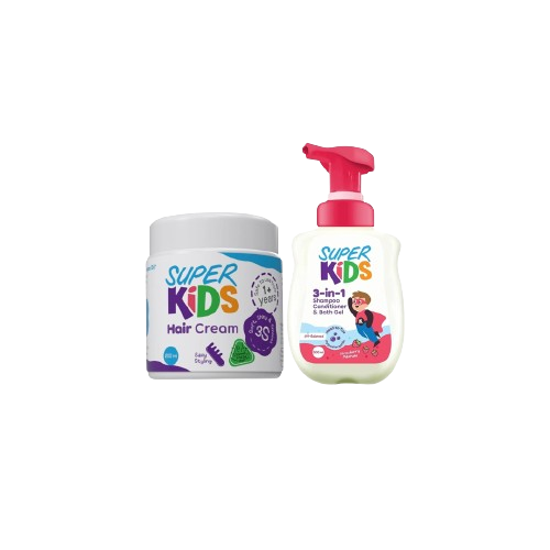 سوبر كيدز شامبواطفال فرواله + كريم شعر 200 مل عرض