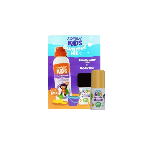 سوبر كيدز صن سكرين لوشن + سوبر كيدز رول اون بالاناناس 30 عرض